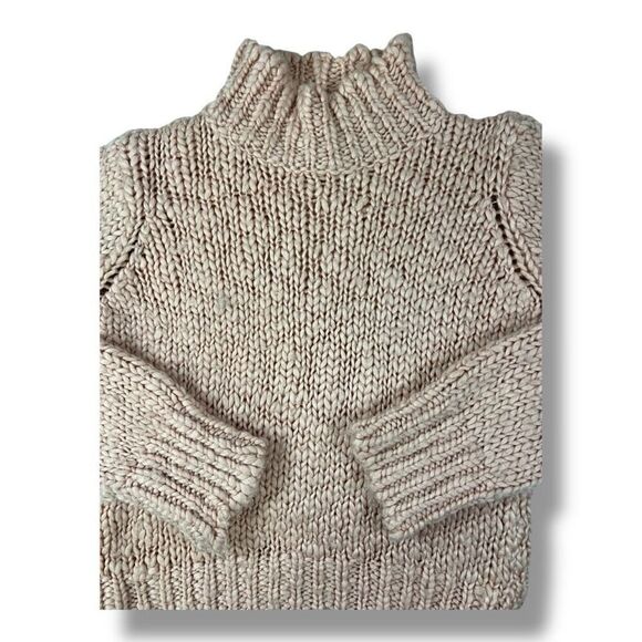 Free People Pink Wool Mock Neck Chunky Sweater Size Medium - Picture 2 of 5